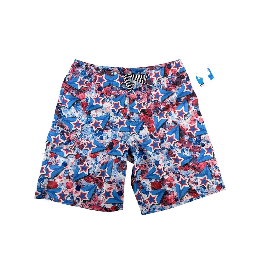 Dolfin Mens Uglies Liberty 8" Boardshorts Swim Trunks Red White Blue Stars‎ Sz M